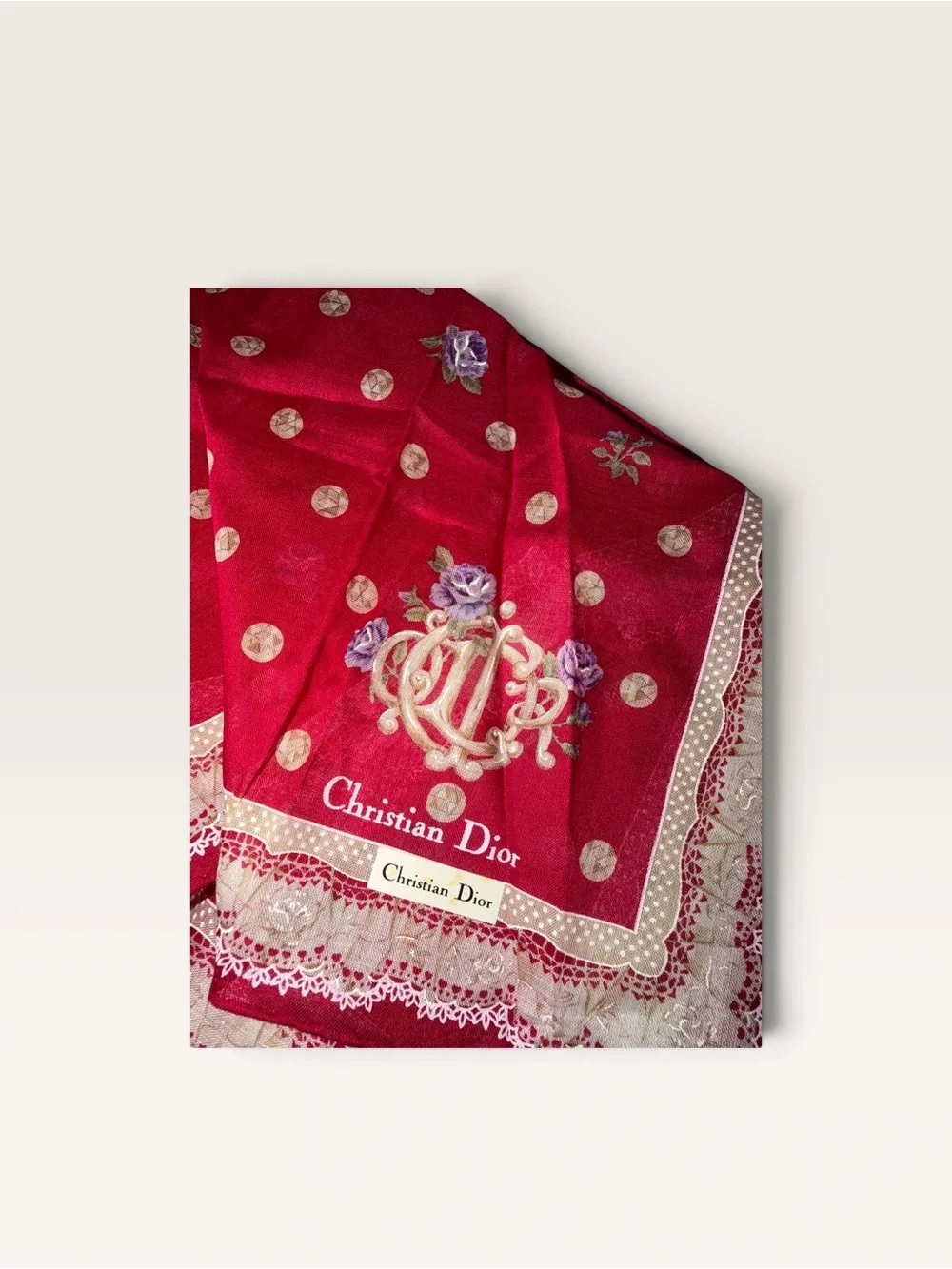 Dior Floral Cotton Scarf Vintage